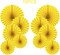 Party Hanging Paper Fans Decorations Set, Yellow Round Paper Fan Ceiling Party Decoration Suppiles,Set of 10